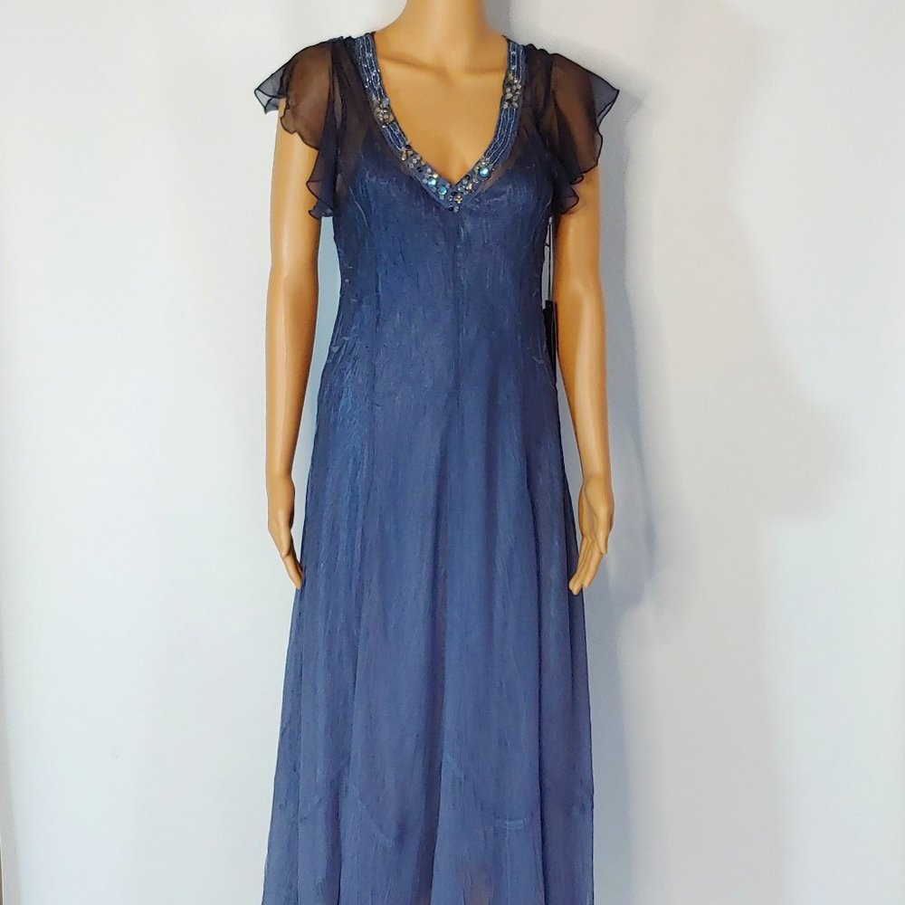 Komarov A-Line Maxi Dress in Blue Graphite Ombre